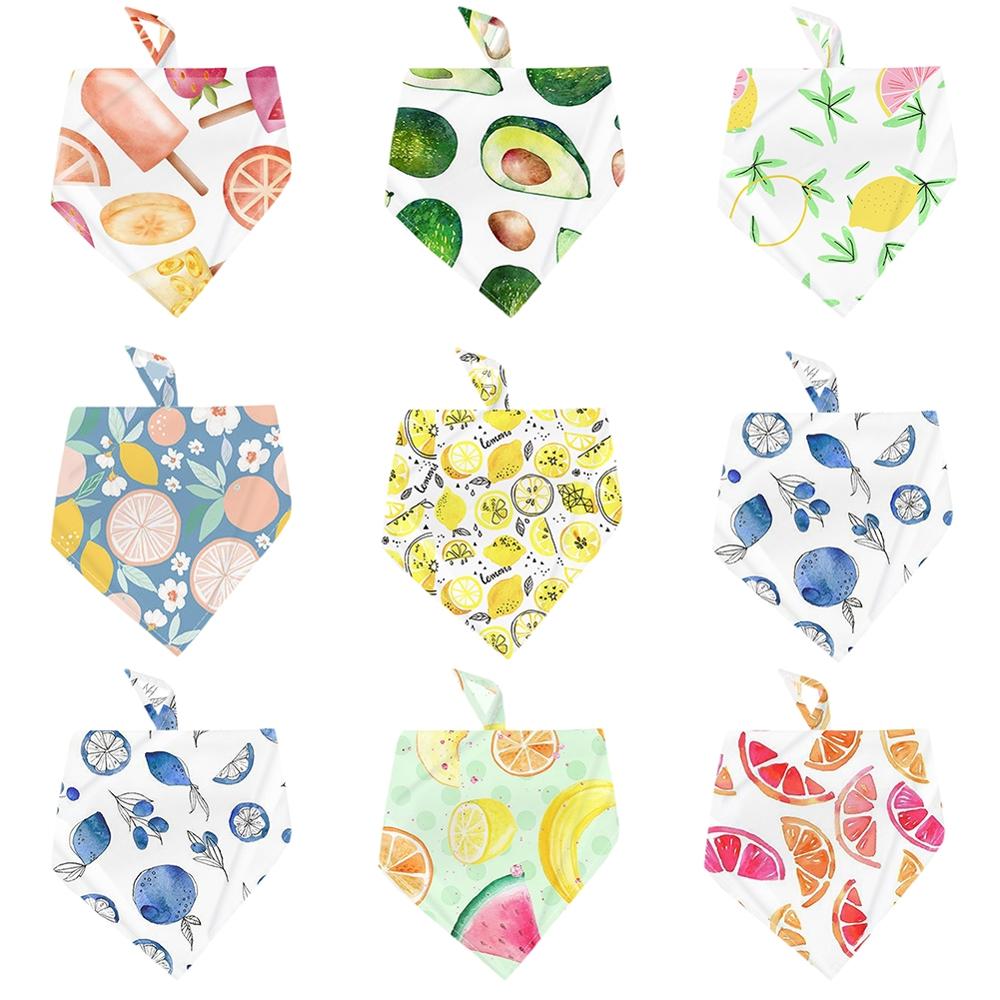Cat Dog Bandana Bibs Fruit Printed Scarf Collar Adjustable Pet Neckerchief Saliva Towel For Small Medium Large Dogs Supplies