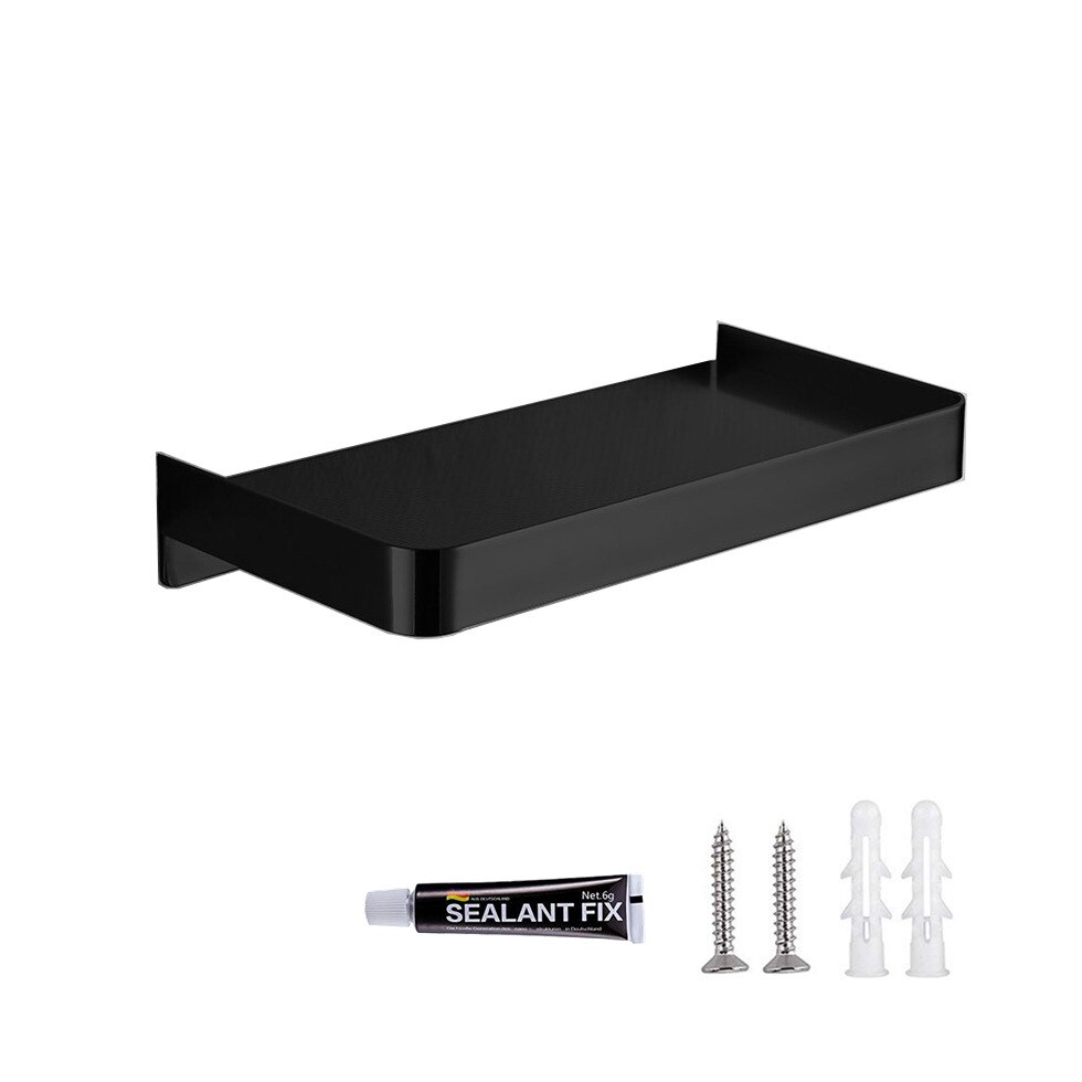 QL Douche Plank Roestvrij Staal SUS304 Mat Zwart 40cm - Badkamer Organizer Met Hoge Rand