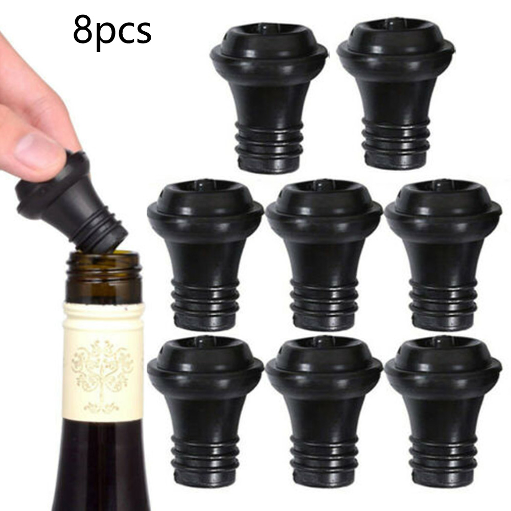 8pcs/set Rubber Wine Bottle Saver Vacuum Stoppers Preserver Saver Vacu Vin Set Vacuum Stoppers Kitchen Supplies