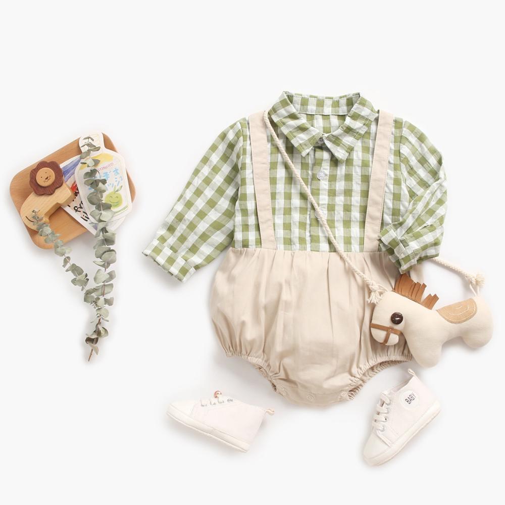 Baby Jongens Kleding Plaid Baby Schat Kinderen Romper Koreaanse Van Lente En Herfst Een Stuk Romper