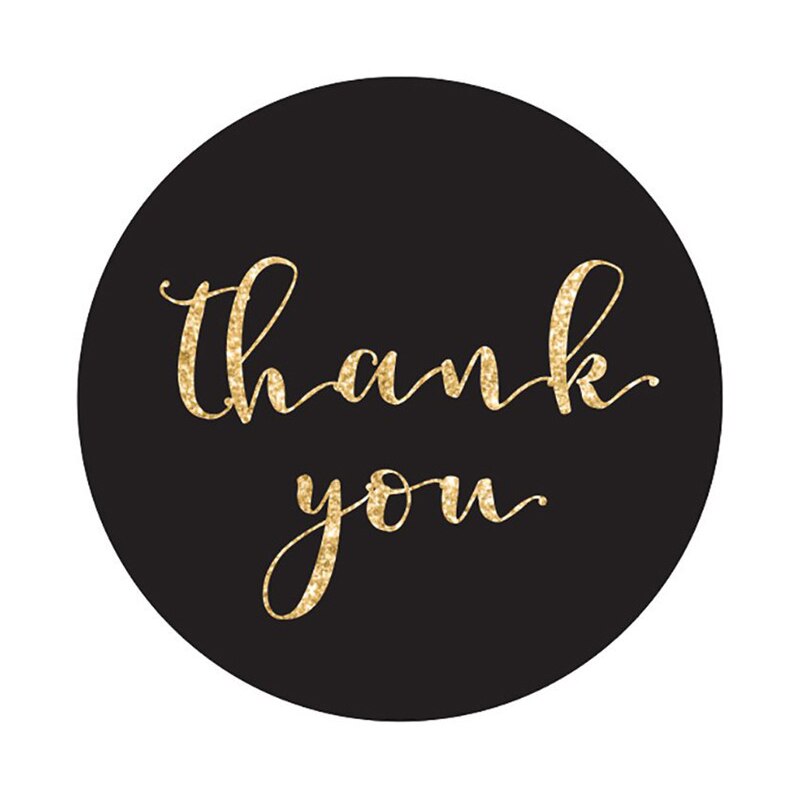 100-500pcs Gold Foil Thank You Stickers For Seal Labels 1 Inch Packaging Stickers Birthday Party Offer Stationery Sticker