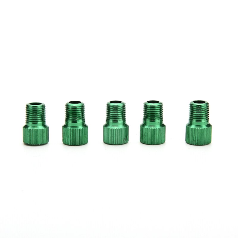 5 sztuk Adapter Zaworu Roweru Szosowego - Konwerter Pompki Presta na Schrader Narzędzia do Naprawy Dętek: Zielony