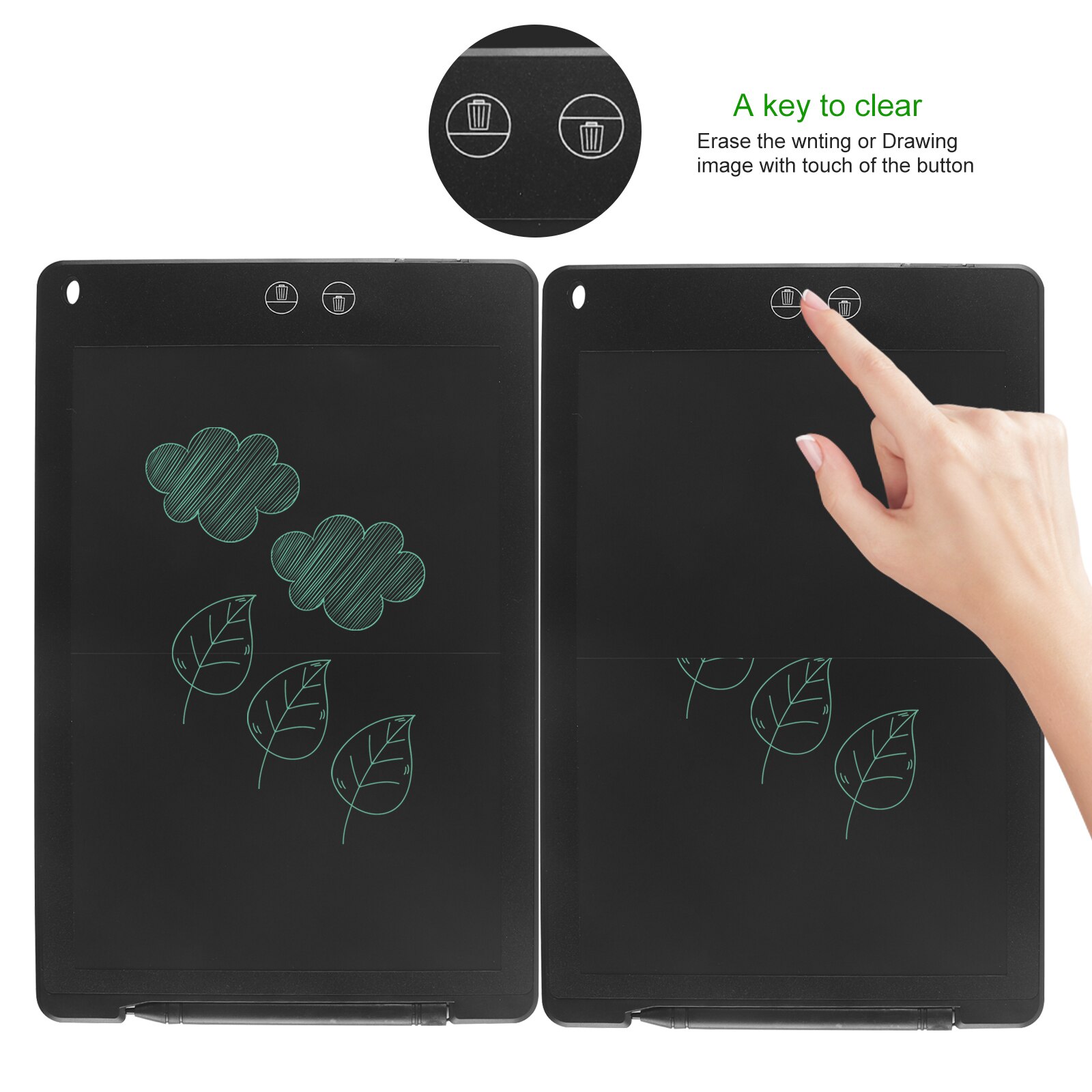 12-inch LCD Writing Tablet - Monochrome Screen - Handwriting & Drawing - for Kids & Adults