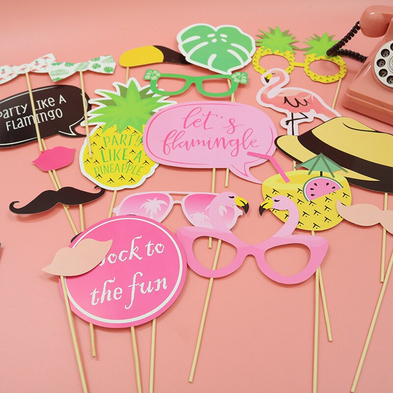 20 stk flamingo foto rekvisitter hawaii party ananas dekorasjon bursdagsfest foto booth kit tilbehør hawaii tropical  pt28