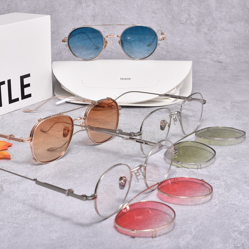 korean Prescription Eyeglasses Frame With clip men Women Round Myopia Optical Gentle Diplo-the cub 032 Glasses Frame