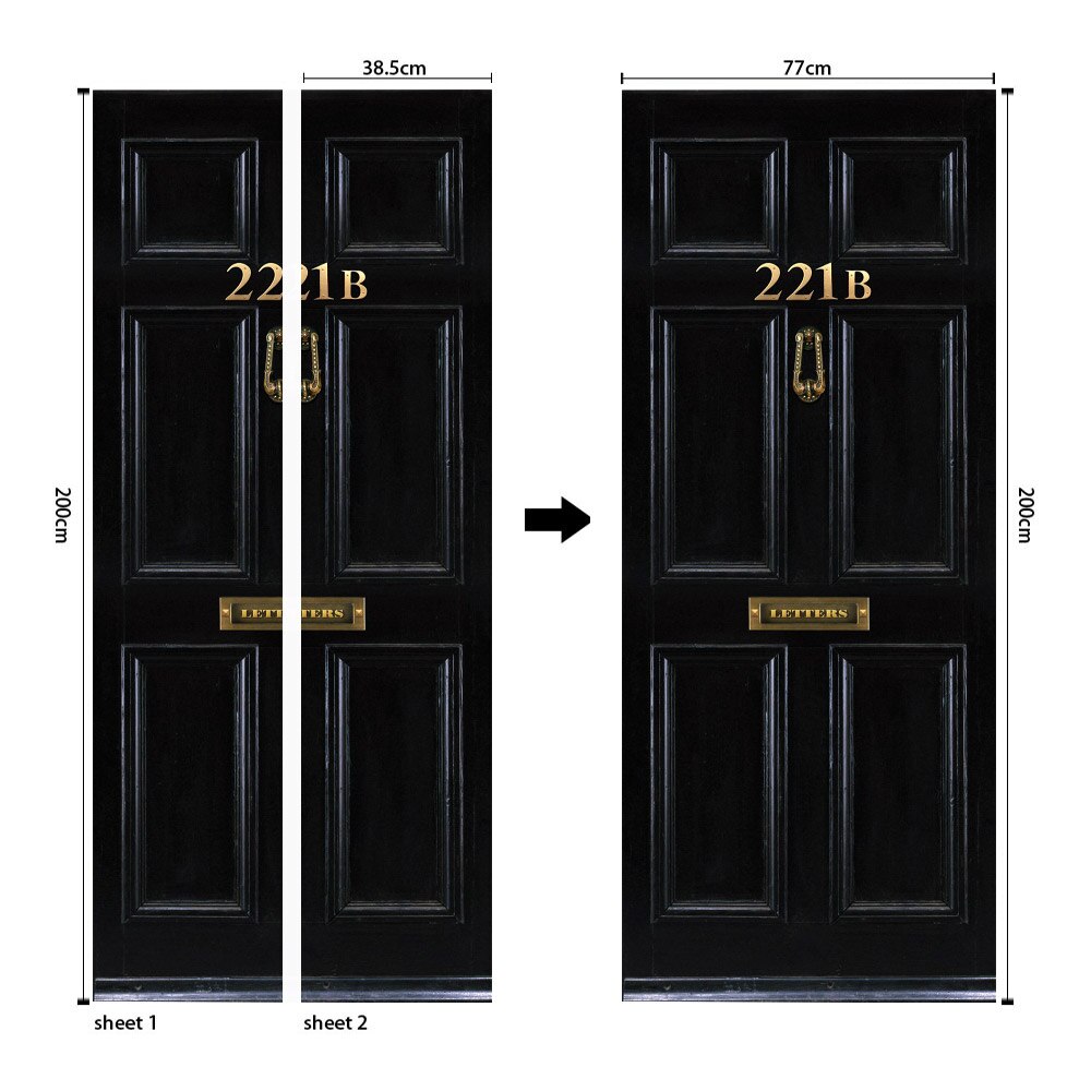 PVC Waterproof Self-Adhesive 3D Door Stickers Wallpaper For Living Room Bedroom Art Wall DIY Mural Wallpaper Home Decor Decals