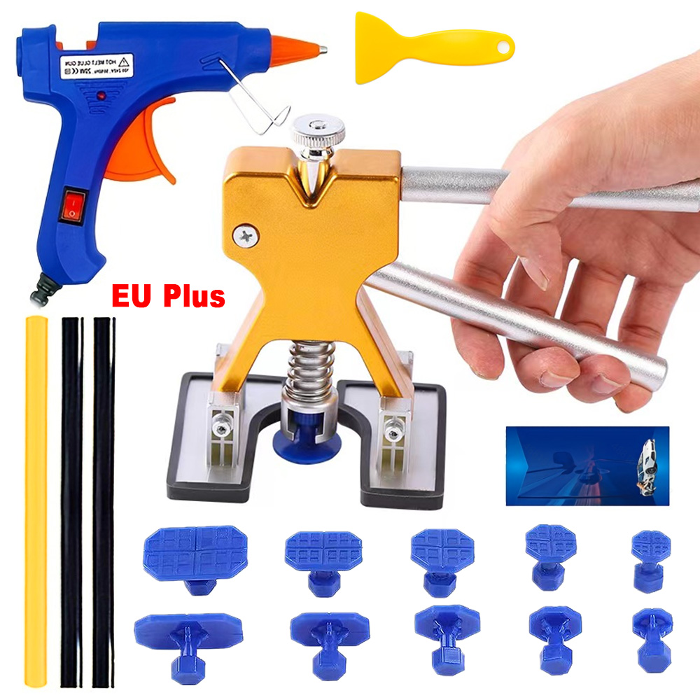 Extractor de abolladuras de coche sin pintura, eliminador de abolladuras de carrocería, Kit de reparación de ventosas, kits de herramientas de eliminación de abolladuras de coche, talleres de coche: Negro