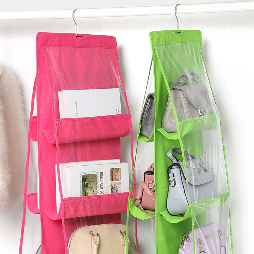 6 Pocket Opvouwbaar Opknoping Tas 3 Lagen Vouwen Plank Bag Purse Handtas Organizer Deur Diverse Pocket Hanger Opslag Closet Hanger