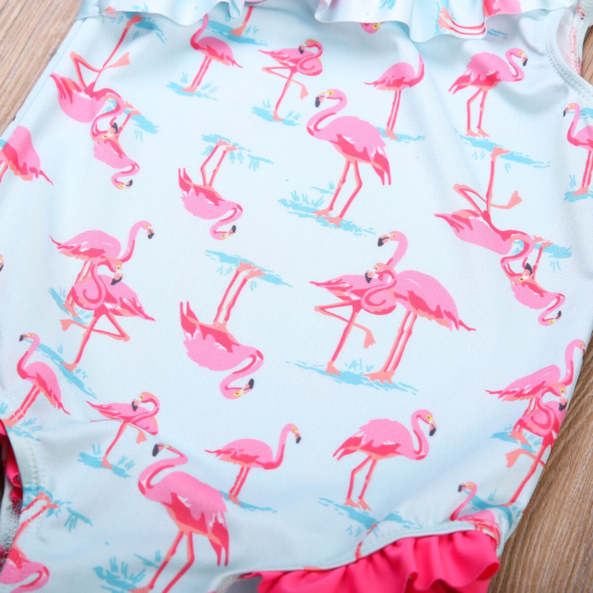 Børn baby piger flamingo badetøj flæsede badedragt en skulder bikini svømmedragt børn svømme bade strand dragt