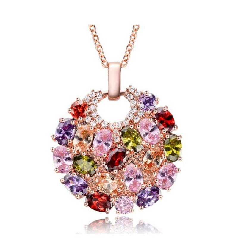 Multicolore zircone pendentif collier de chaîne pull pendentif collier pour les femmes coloré soleil fleur bijoux: Type 2