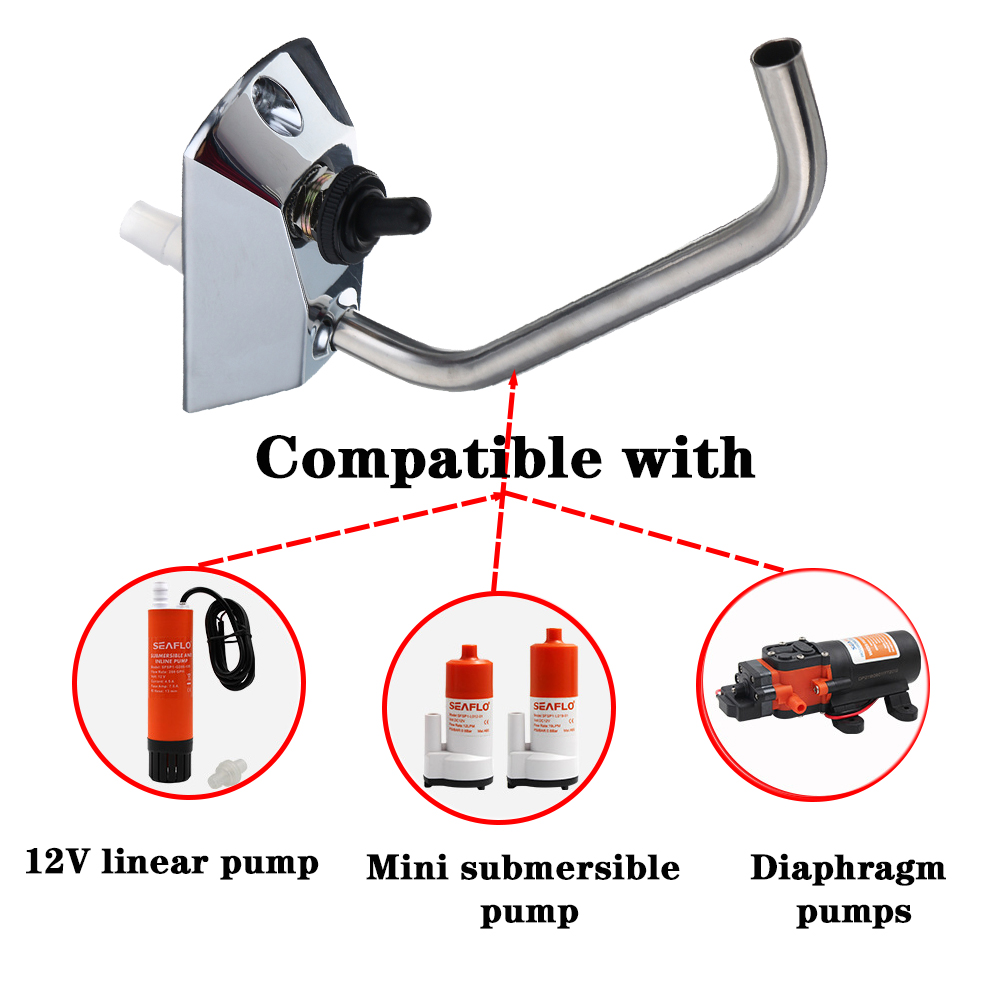 Grifo de agua para fregadero de autocaravana, accesorios de grifo eléctrico de 12V con orificio de rotación de 360 grados, para caravana y coche