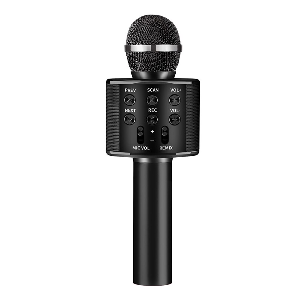 Ws858 håndholdt stereolyd bluetooth karaoke kondensator trådløs mikrofon: Sort