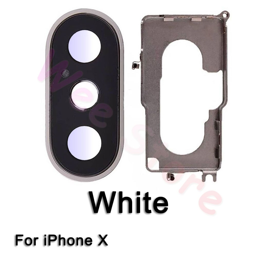 Cristal de safira volta traseira da câmera anel de vidro para o iphone x xs max xr original lente da câmera anel capa substituição: X White