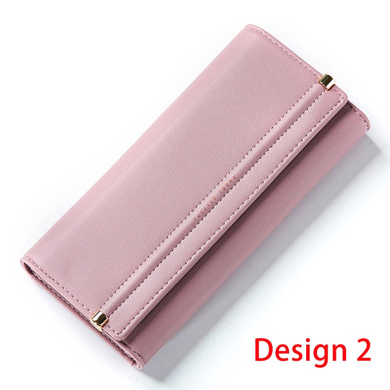 WEICHEN Large Capacity Trifold Women Wallet Brand Female Wallets Long Clutch Purse Leather Hand bag Brand Carteira: Dk Pink