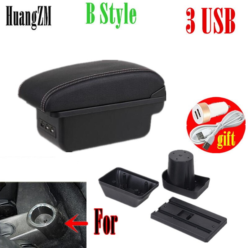 Voor Mini Cooper Armsteun Doos Countryman R60 R53 R56 R57 R58 Auto Armsteun Box Nterior Retrofit Onderdelen Centrum Opbergdoos usb: B style white line