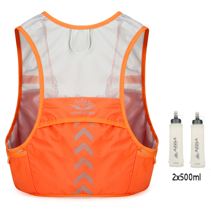 Leichter Laufrucksack, Trinkweste, geeignet für Fahrrad, Herren, Damen, Marathon-, Wandern, ultraleicht, tragbar, 2 l, 500 ml, Wasserkocher: Rosa Farbe