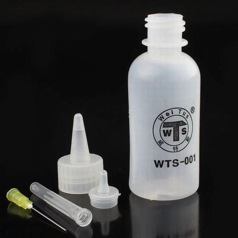 Wts -001 50ml nålespids lodning rengøring klar flydende flux alkohol olie dispenser plast håndflaske rengøringsmiddel gør det selv reparation