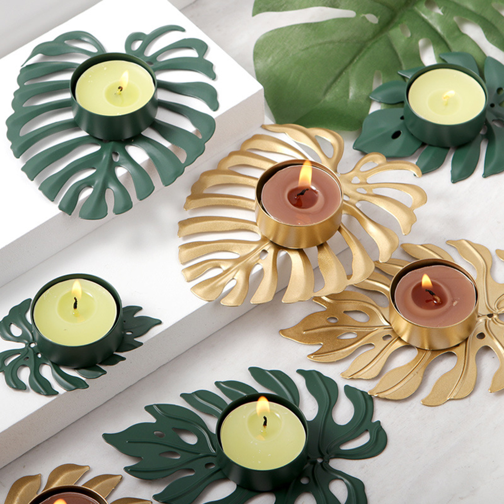Porte-bougie en fer, artisanat, support de bougies de bureau plaqué or pour mariage