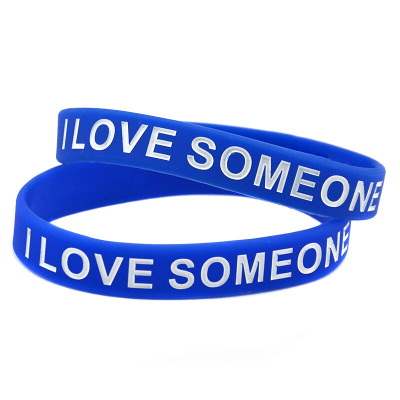 Obh 1pc ich liebe jemanden mit autismus silikonarmband blau