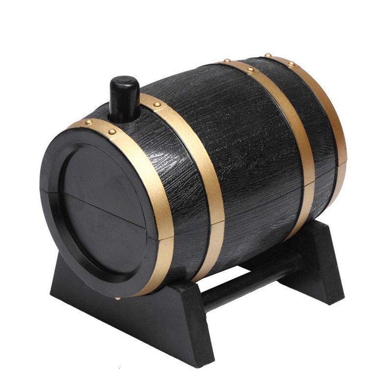 1 PC Automatic Oak Wine Barrel-Shaped Toothpick Holders Plastic Box Container Case For Home Kitchen: Gold