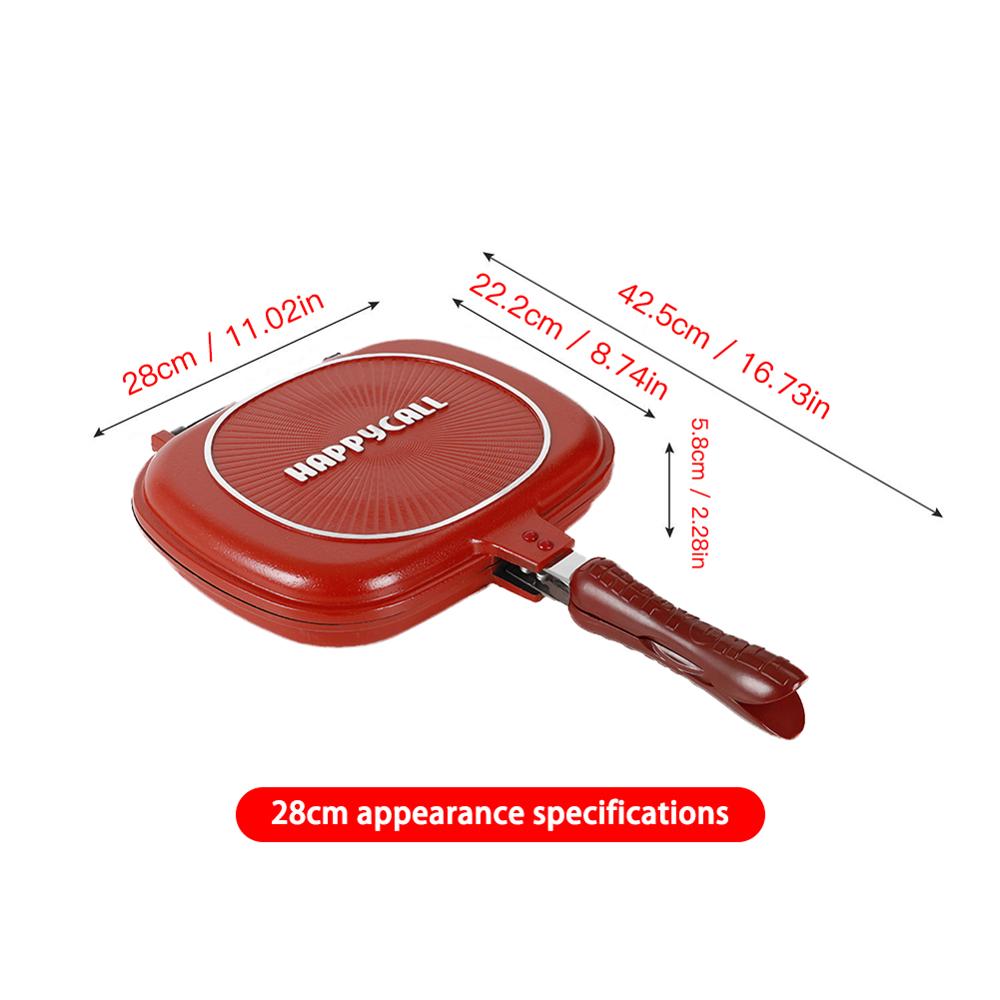 32CM/28CM Double Side Grill Frying Pan Non-Stick Barbecue Cooking Tool Home DIY Grill Pan Pancake Pan Rectangular Pancake Maker: 28 CM