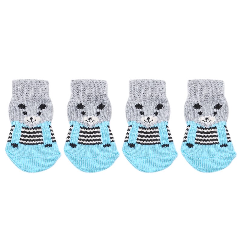 4 pcs Pet Dog Puppy Cat Shoes Slippers Non-Slip Socks Pet Cute Indoor for Small Dogs Cats Snow Boots Socks pet supplies: blue gray M