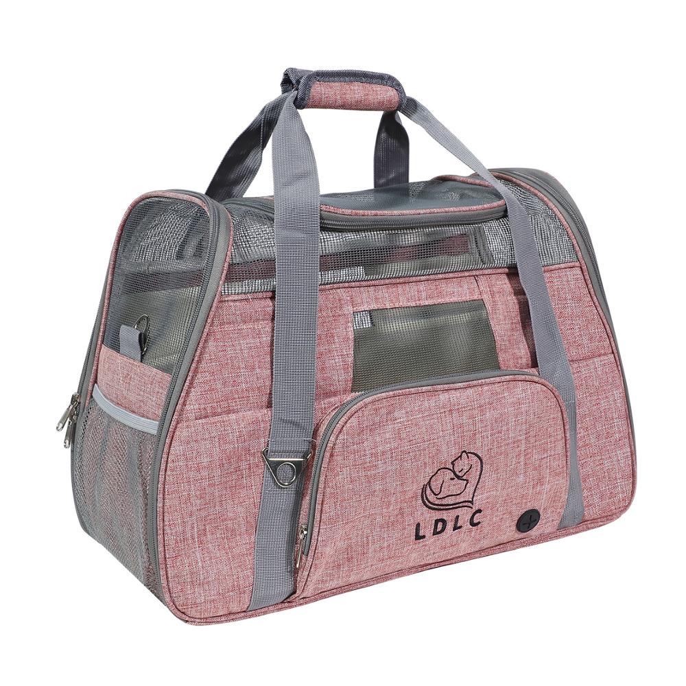 Portable Cat Carrier Bag Pet Puppy Travel Bags Breathable Mesh Dog Backpack Cat Carrier Outgoing Foldable Zipper Pets Handbag: Light Pink