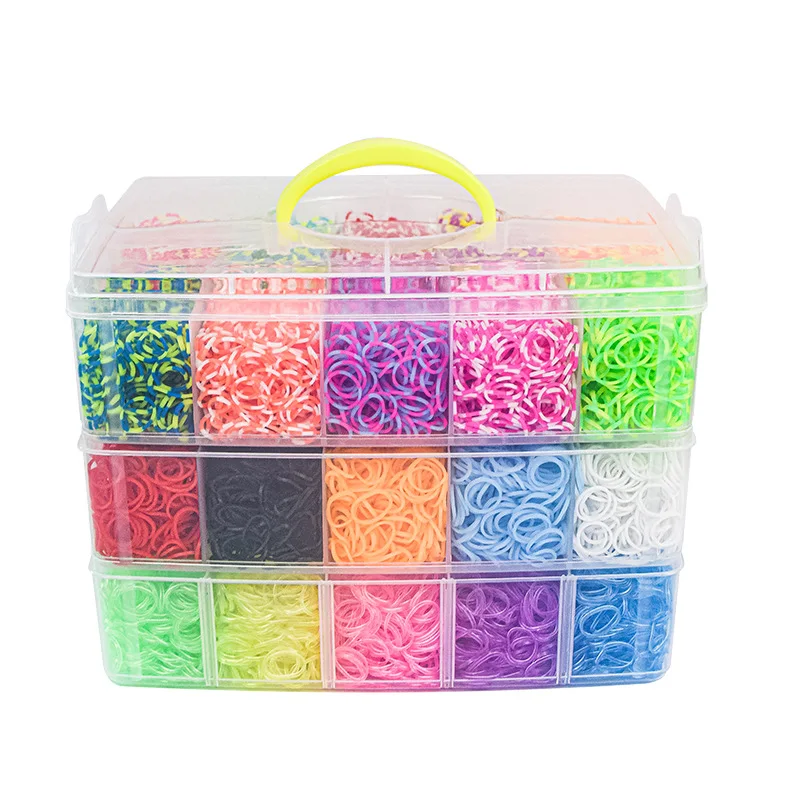 15000 impostato di elastici luminosi arcobaleno per puzzle per bambini Fai da te elastico intrecciato a mano braccialetto luminoso telaio