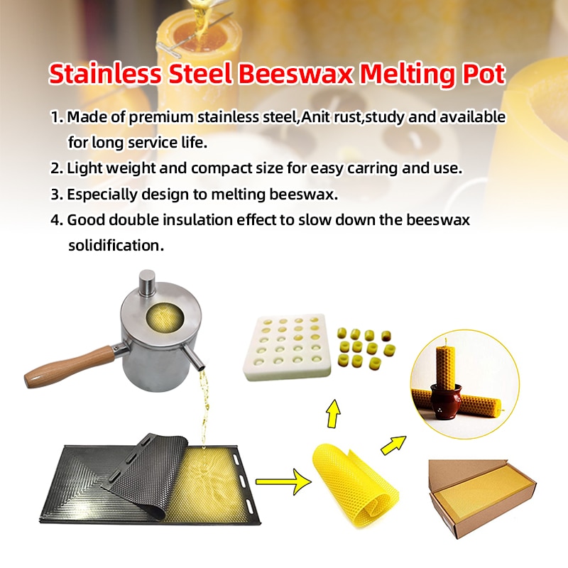 Draagbare Rvs Bijenwas Smelten Pot Smelten Pot Kaars Maken Gieten Pot Wax Smelter Pot Bijenteelt Gereedschappen