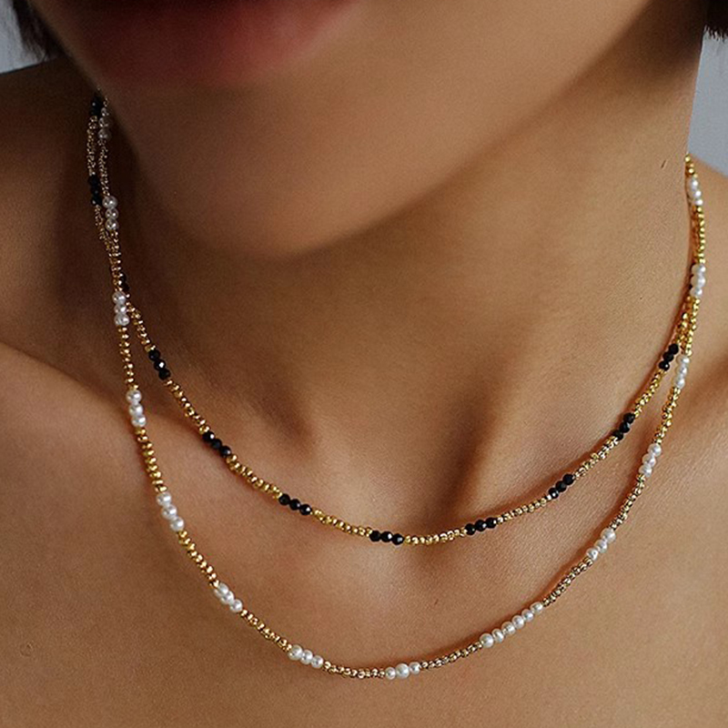 Cadena de cuentas de Color dorado hecha a mano bohemia, collares de , colgante de perlas, joyería para vacaciones en la playa para mujer, accesorios N0374