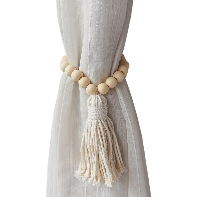 Macrame Curtain Tieback Hand-woven Curtain Tie Rope Straps with Tassel Holdbacks