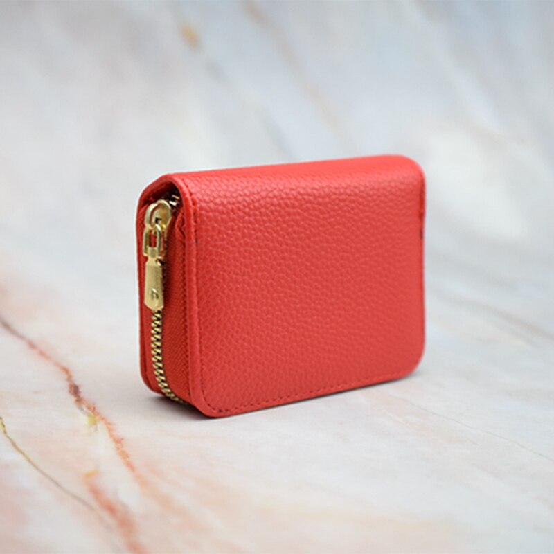 20 Bits Business Card Holder Wallet Women/men Black/coffee/red ID/bank/credit Card Holder Wallet Case PU Leather Card Bag: Type A red