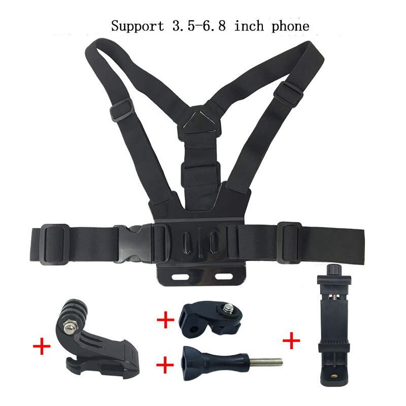 Mobiele Telefoon Borst Mount Harness Strap Houder Mobiele Telefoon Clip voor Samsung iphone Huawei Xiaomi smartphone GoPro 6 5 YI 4 K Camera