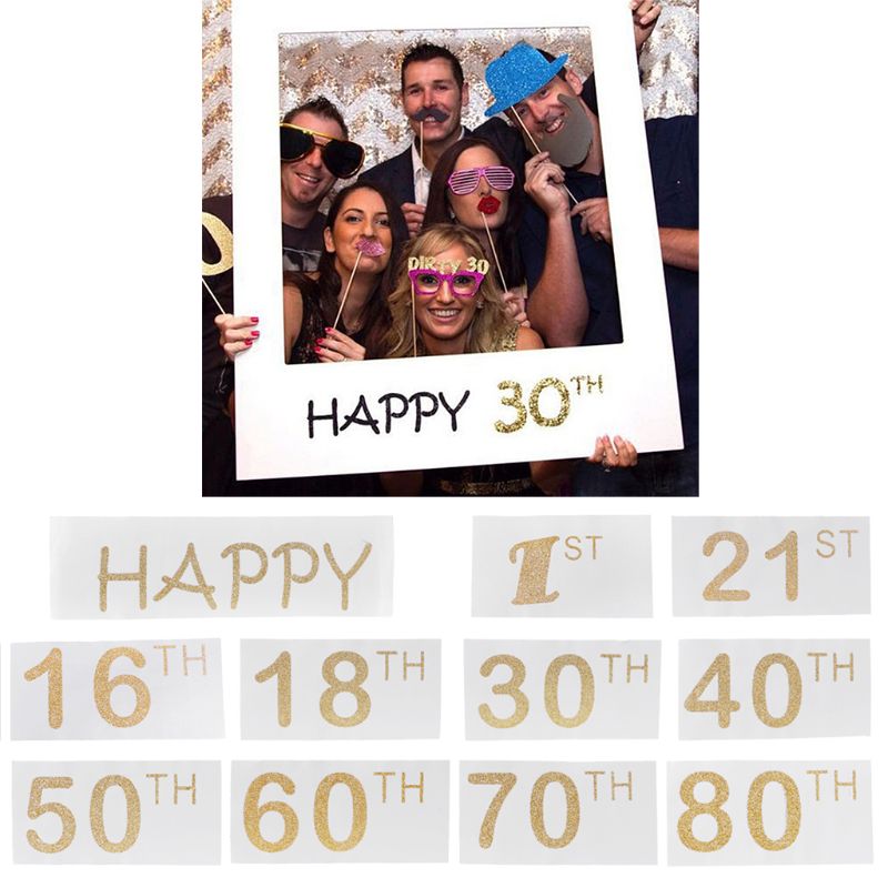 Paper Photo Booth Props Photo Frame 1st 40th Anniversary Birthday Decorations Party