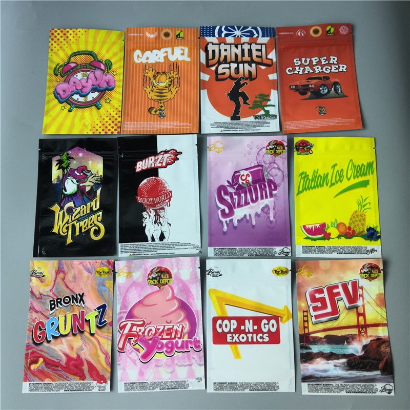 50 unids/lote olor prueba Mylar Ziplock bolsa de bolsas grueso 3,5g bolsas Runtz bolsas