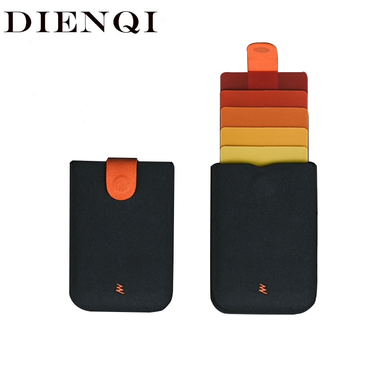 DIENQI Rfid Pull-out Card Holder Men Wallets Slim Pull Out Wallet Male Vintage Black Smart Purse Mini Wallets Monederos