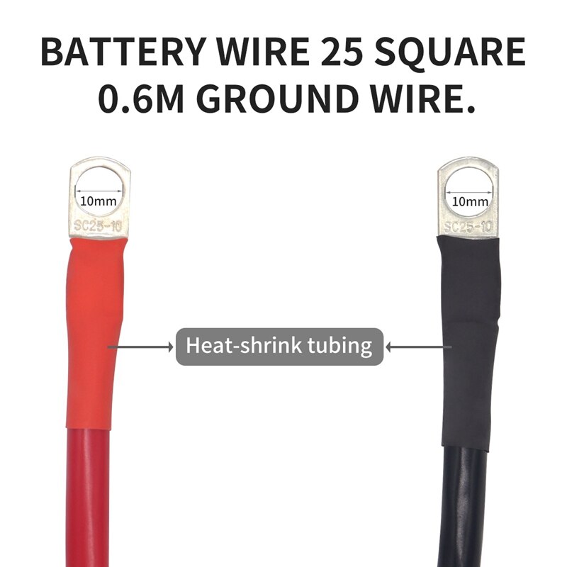 2 Foot 4 AWG Battery Cable Wire with 3/8 inch Ring Terminals Universal for Car Marine Boat ATV Lawn Mower