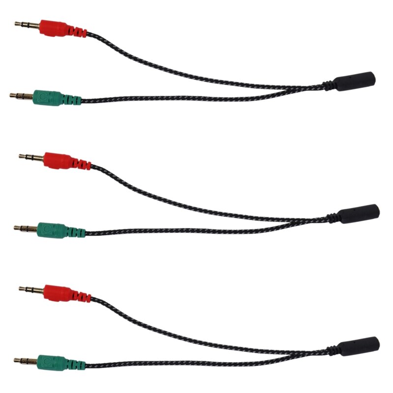 3X Headphone Splitter For Computer, Earphone Adapter For PC Audio &amp; Mic, 3.5Mm Female To Dual 3.5Mm Male: Default Title