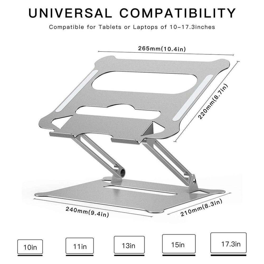 Portátil, plegable, disipación de calor, aleación de aluminio, soporte de refrigeración para ordenador portátil, ajustable en cualquier ángulo para PC y Notebook