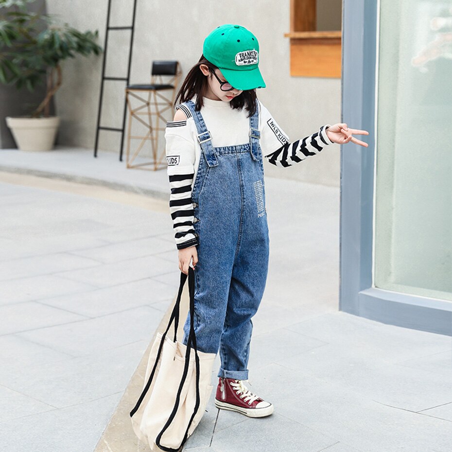 Tiener Meisjes Denim Jumpsuit Overalls Brief Patroon Meisjes Jumpsuit Kinderen Jongens Broek Casual Kinderen Jeans
