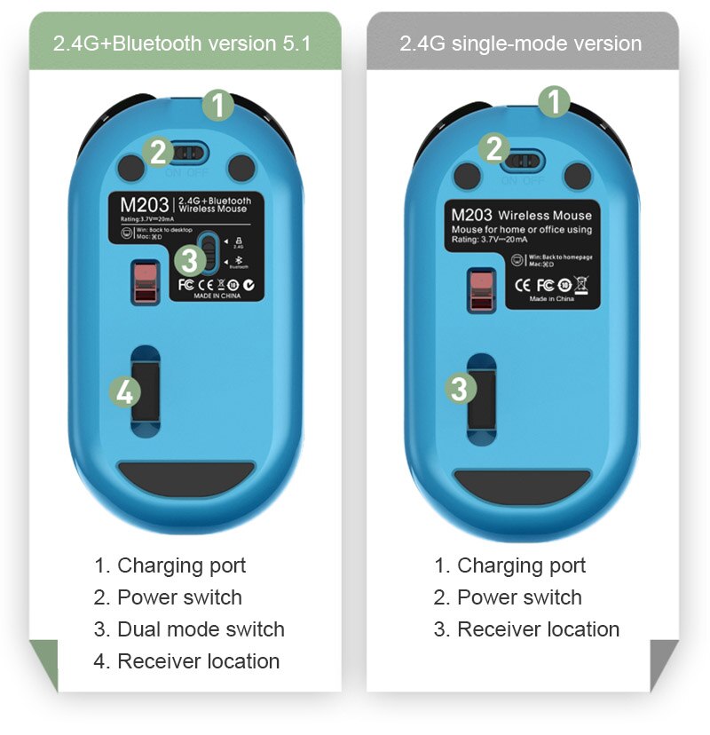 Wireless Bluetooth Mouse 1600 DPI Adjustable Dual-mode Desktop Computer Notebook Office Home Silent Optical Mouse