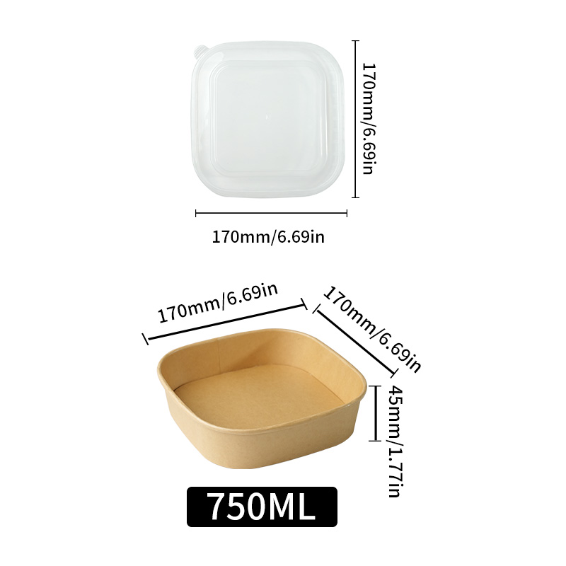 Quadratische Kraftpapier-Quadrat-Lunchbox, Einweg-Lunchbox, schnell-Lebensmittel-Verpackungsbox, Papierschalen mit Deckel, quadratische Bento-Boxen für Höhle Haushalt