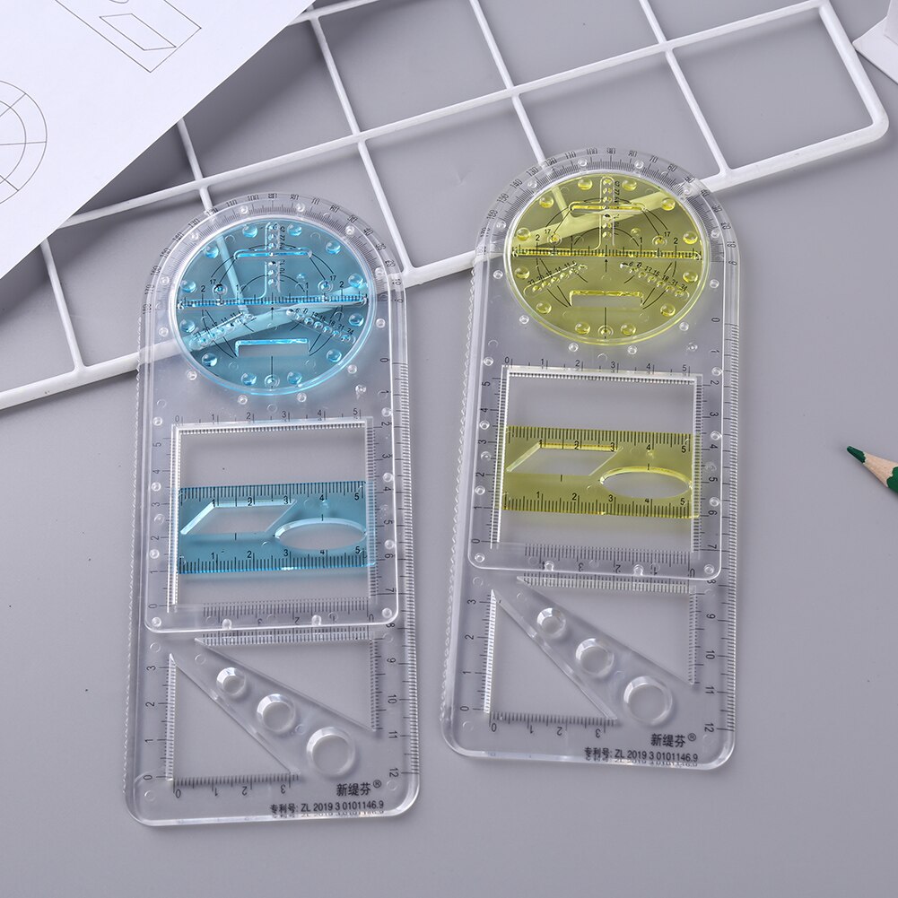 Geometric Ruler Students Rotatable Mathematical Ellipse Circle Drafting Tools Versatile Drafting Measuring Tool for School