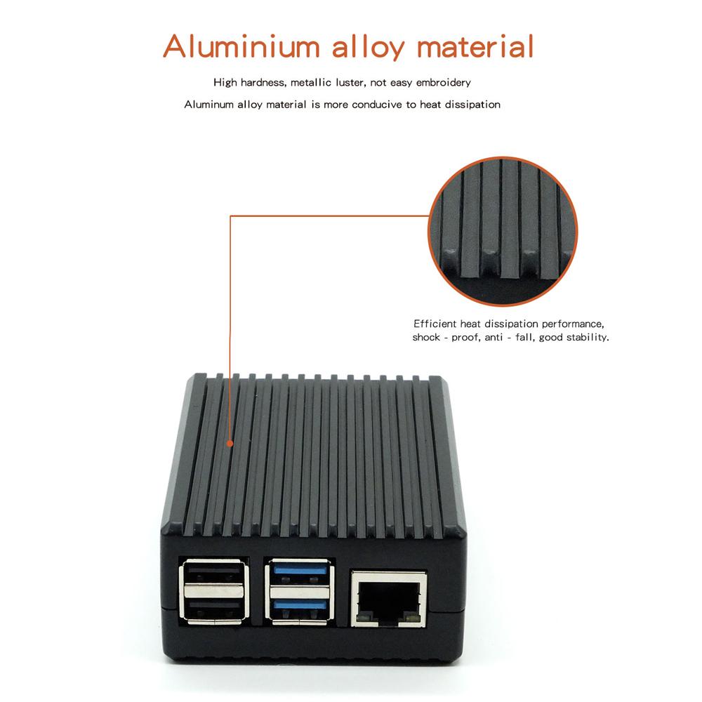 Raspberry Pi 4 Model B Black Dark Gray Aluminum Alloy Case Passive Cooling Shell Metal Enclosure Heat Dissipation for Pi 4