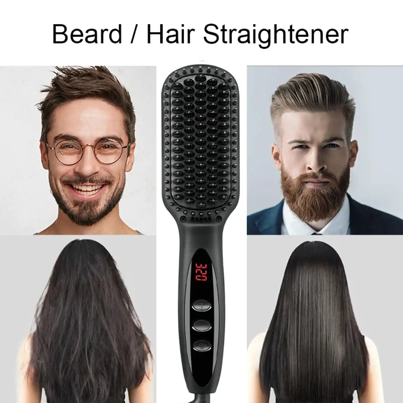 Cepillo alisador de pelo, hojas de peinado rápido, cabello liso, suave y brillante, reduce el frizz, adecuado para cabello ondulado, rizado y grueso