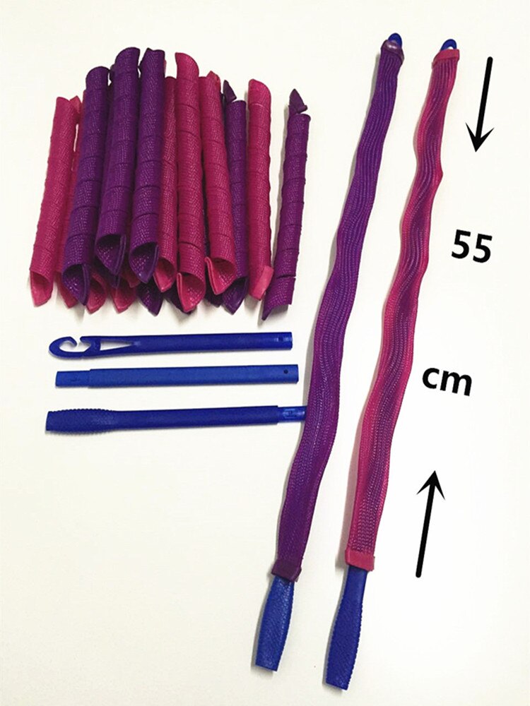 Hair Curlers Spiral Curls No Heat Wave Hair Curlers Styling Kit Spiral Hair Curlers for Most Kinds of Hairstyles: 18PCS 55CM