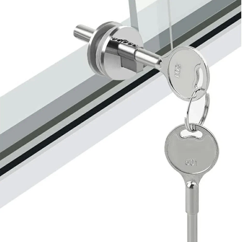 Display Cabinet Sliding Glass Door Lock With Keys Counter Jewelry Cabinet Security Hardware Double Door Showcase Drawer Lock: Default Title