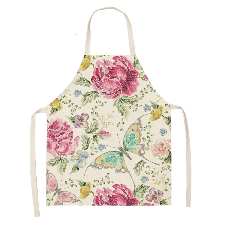 1pc Butterfly fartuch bez rękawów bawełniana pościel nadruk w kwiaty kuchnia fartuszek kobiety domowe gotowanie pieczenia talia Bib 53*65cm: WQL0147-22