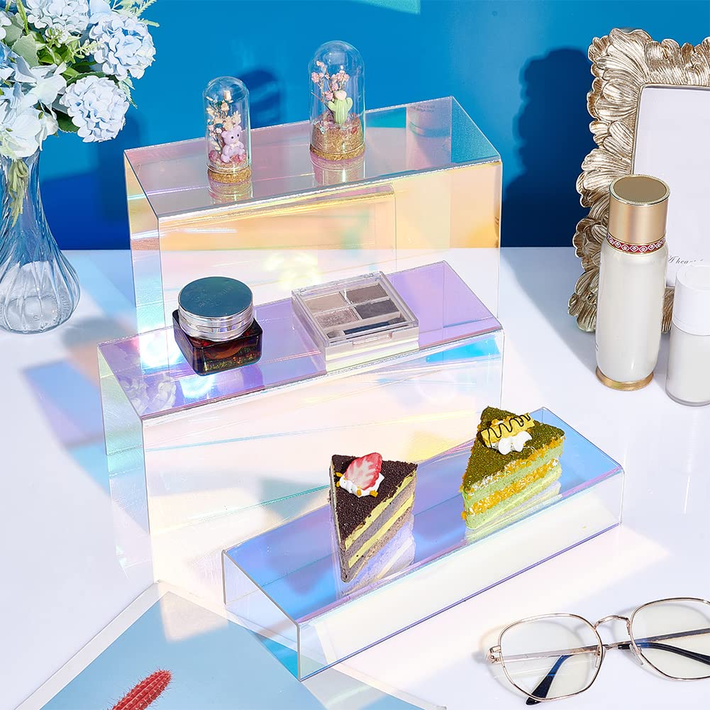 Iridescent Display Risers Shelf for Collectibles Organizer Jewelry Cosmetic Perfume Stand Action Figure Shoes Display for Table