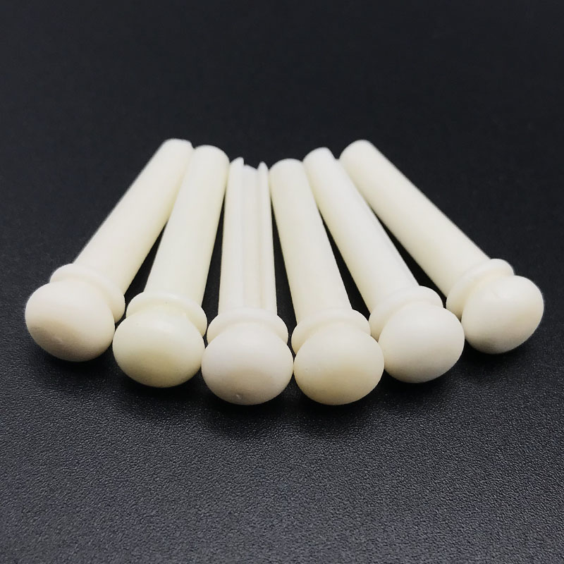 30Pcs Bone Acoustic Guitar Bridge Pins Pure Cattle Bone Pressure String Nails with Brass Circle and Green Abalone Dot